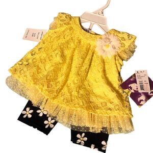 NWT Daisy Flower Floral Spring Infant Girl’s 2 Piece Set size 6/9 months